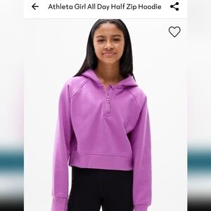 Athleta Girl All Day Half Zip (2) In Ultra Violet & Heather Grey